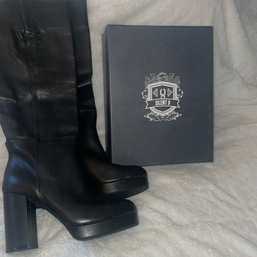 NWT Anthropologie SILENT D YELLONA Black Leather Boot - Picture 7 of 11